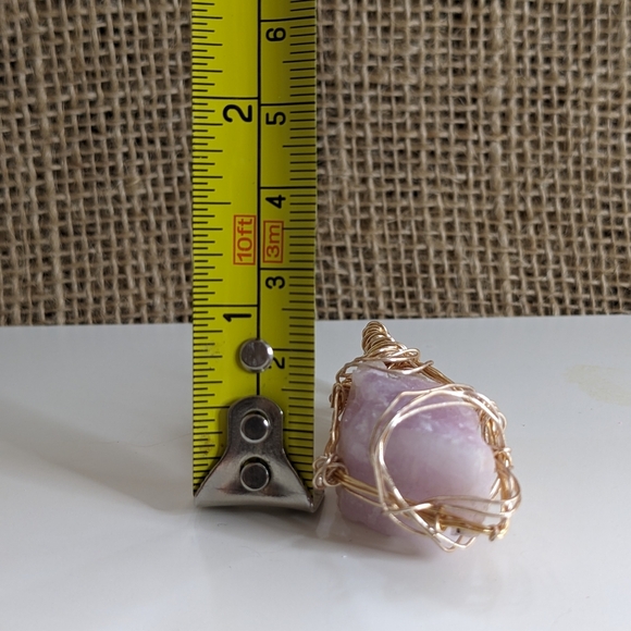 Large Kunzite Lavender Pink Rough Wire Wrapped Pendant - Picture 12 of 16